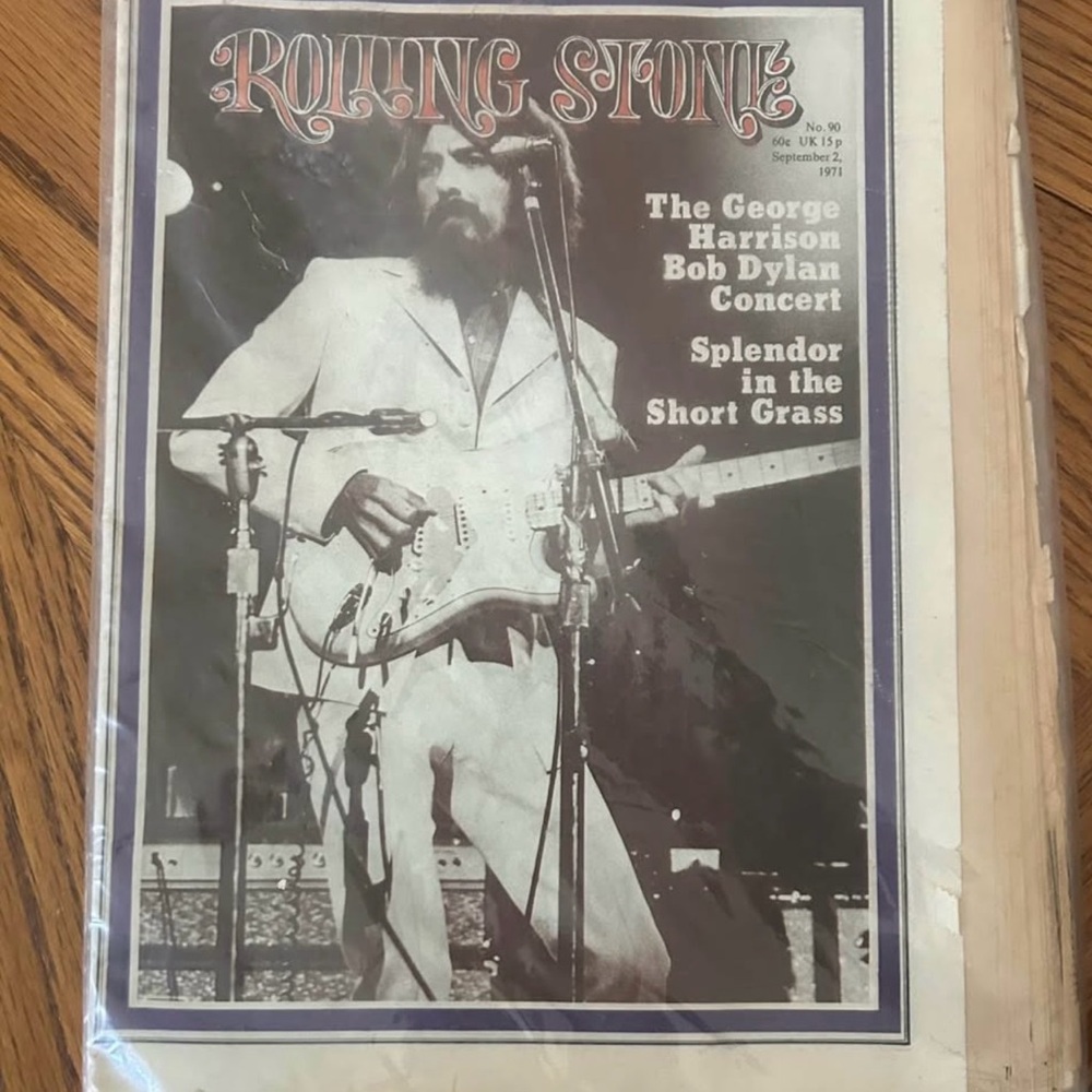 Vintage 1971 Rolling Stone George Harrison/Bob Dylan concert